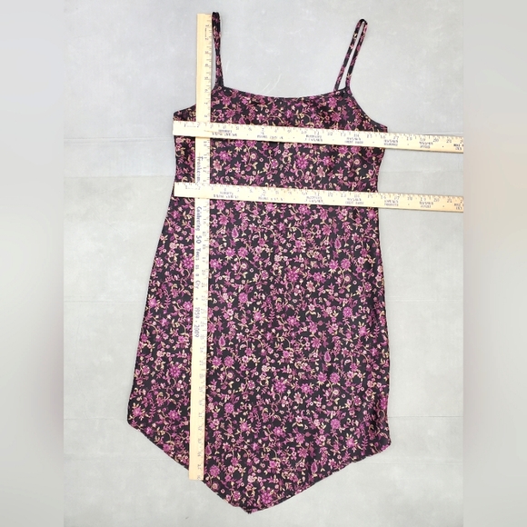 Jalate slip dress womens small black purple floral asymmetrical hem fairy grunge - Picture 5 of 8